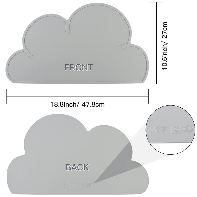 DesignSter Pet Food Matsâ€“Dog Cat Feeding Mat Top Grade Cloud Silicone Pad Anti-Slip Waterproof Anti-Slip Bowl Placemat (Gray) - Image 2